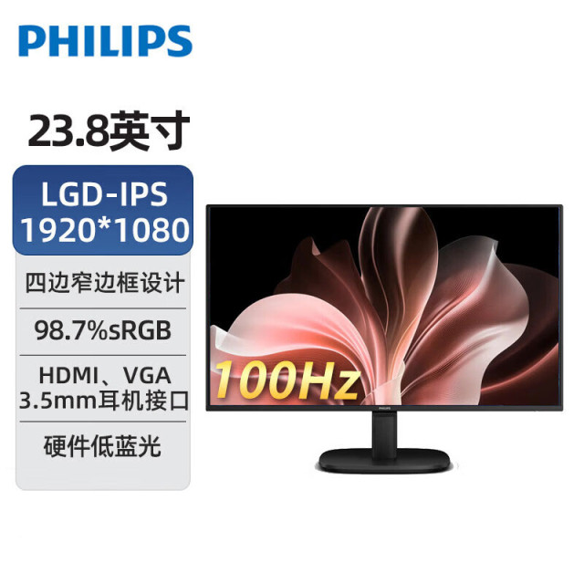 飞利浦（PHILIPS） 24B2N2100 23.8英寸IPS 100Hz高清护眼低蓝光显示器