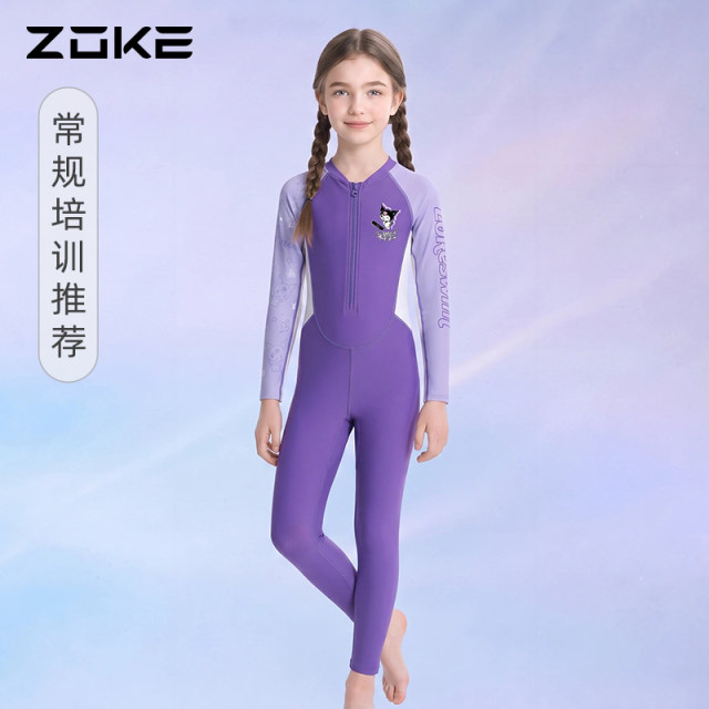 【新品】ZOKE洲克官方女童初学常规培训连体九分泳装-三丽鸥联名系列-126604424