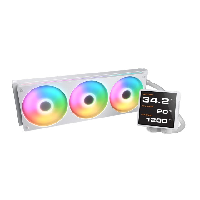 骨伽波塞冬VP360一体式CPU水冷散热器 3.95英寸磁吸屏ARGB联排温控CPU风扇 波塞冬VP360白色