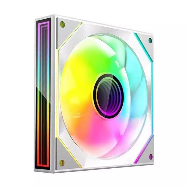 骨伽COUGAR 灵镜X2 120 白色反叶机箱风扇 ARGB 5v3针主板同步 PWM温控调节（12CM/降噪防震脚垫）