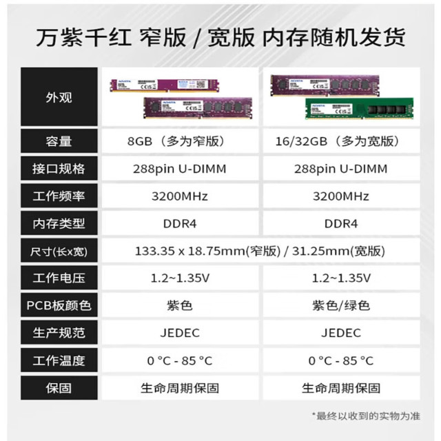 威刚万紫千红系列DDR4 3200 8G/16G办公台式机电脑内存条