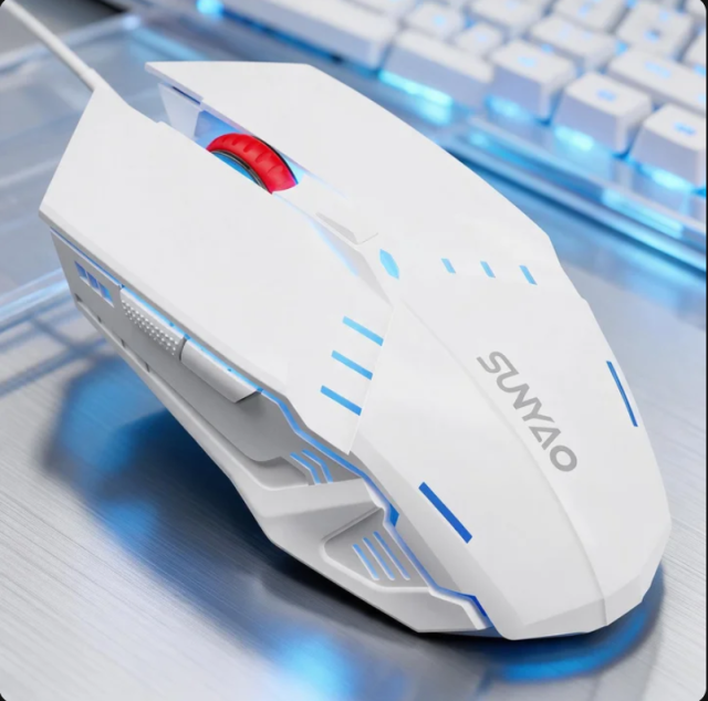 联想想耀 SMW03有线鼠标 白色 6D变速有声版 家用办公游戏鼠标 笔记本台式机通用